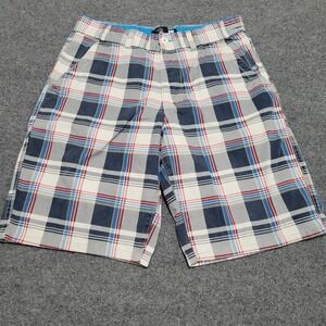 OP Ocean Pacific Shorts Men's 32 Bright Plaid Chino Pockets 100% Cotton Y2K
